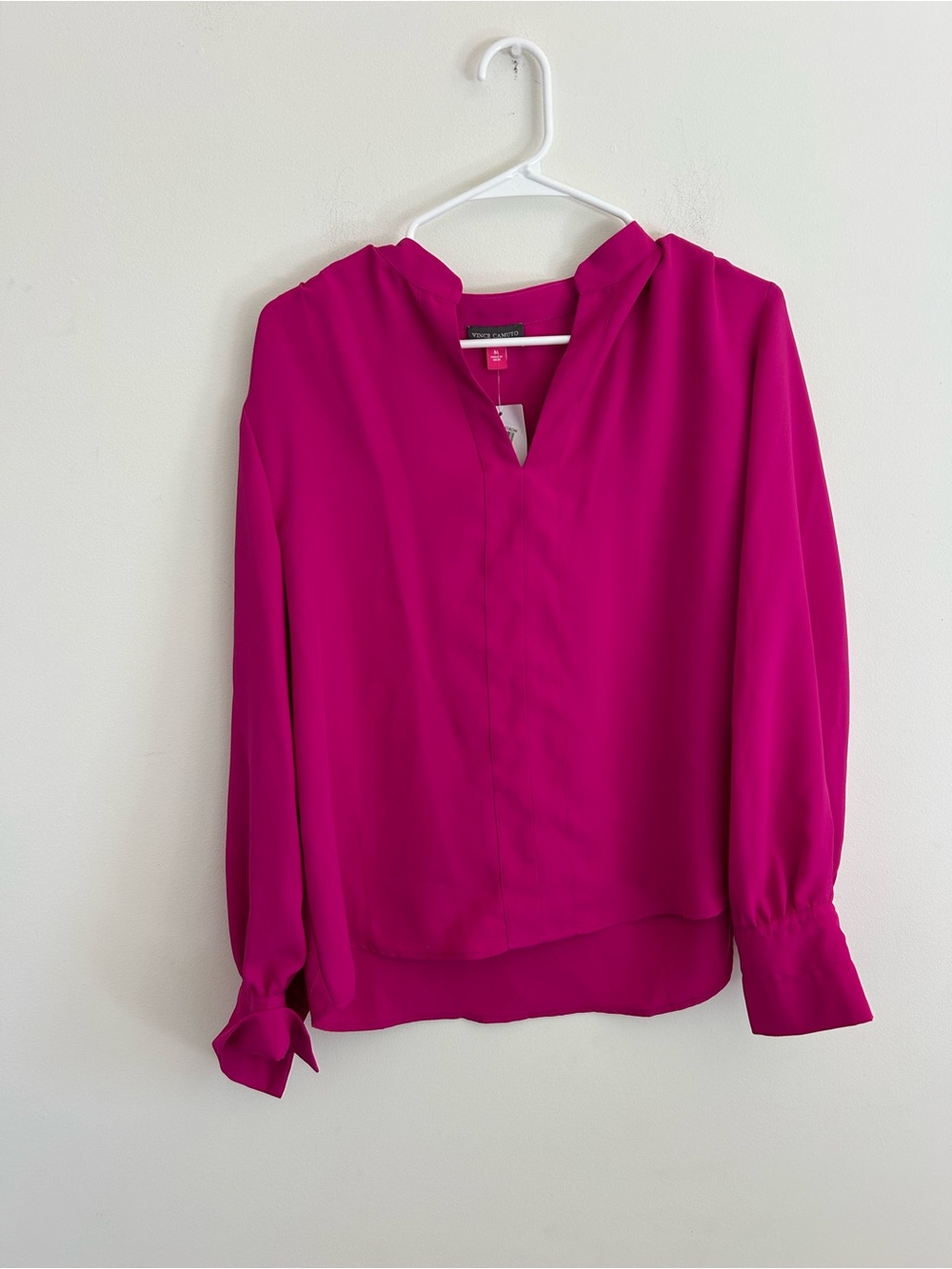 Vince Camuto Fuchsia V-Neck Long Sleeve Blouse